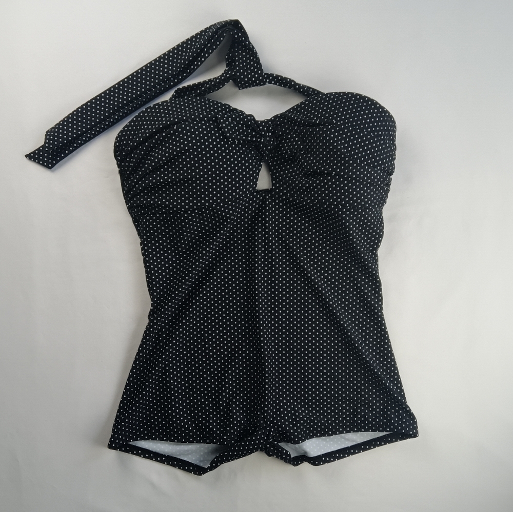 Black Polka Dot One-Piece Swimsuit